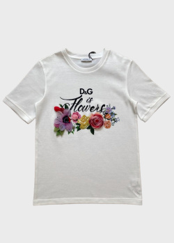 Детская футболка Dolce&Gabbana с флористическим принтом, фото